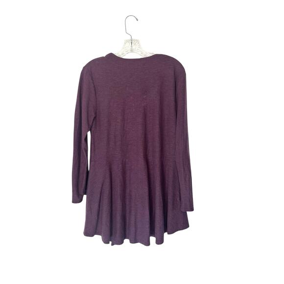 Cut Loose Top‎ Purple V-Neck 3/4 Sleeve Linen Cotton Jersey Tuck Front Medium - Picture 10 of 13
